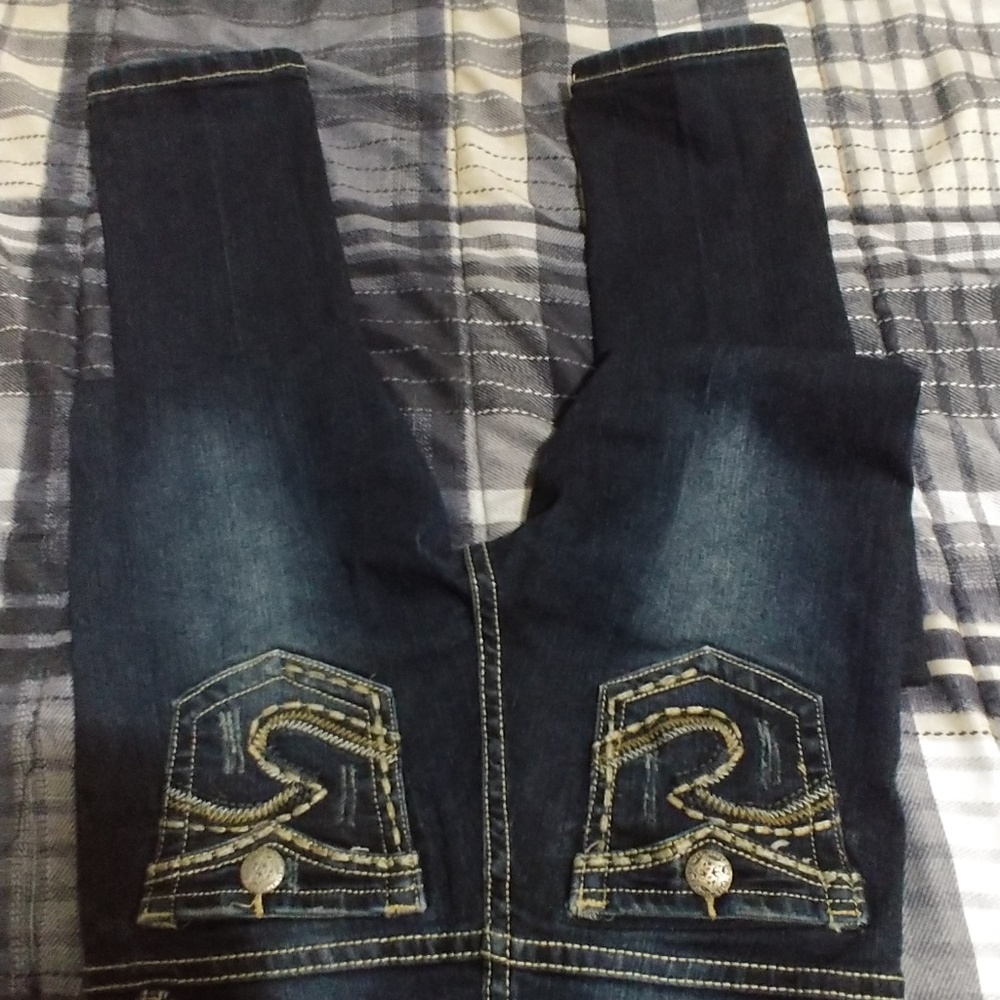 Kids size twelve silver jeans